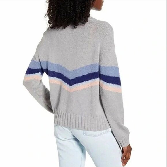 New Rails Perci Wool Alpaca Blend Chevron Stripe Sweater Grey Lakeside L $188 - Picture 2 of 8
